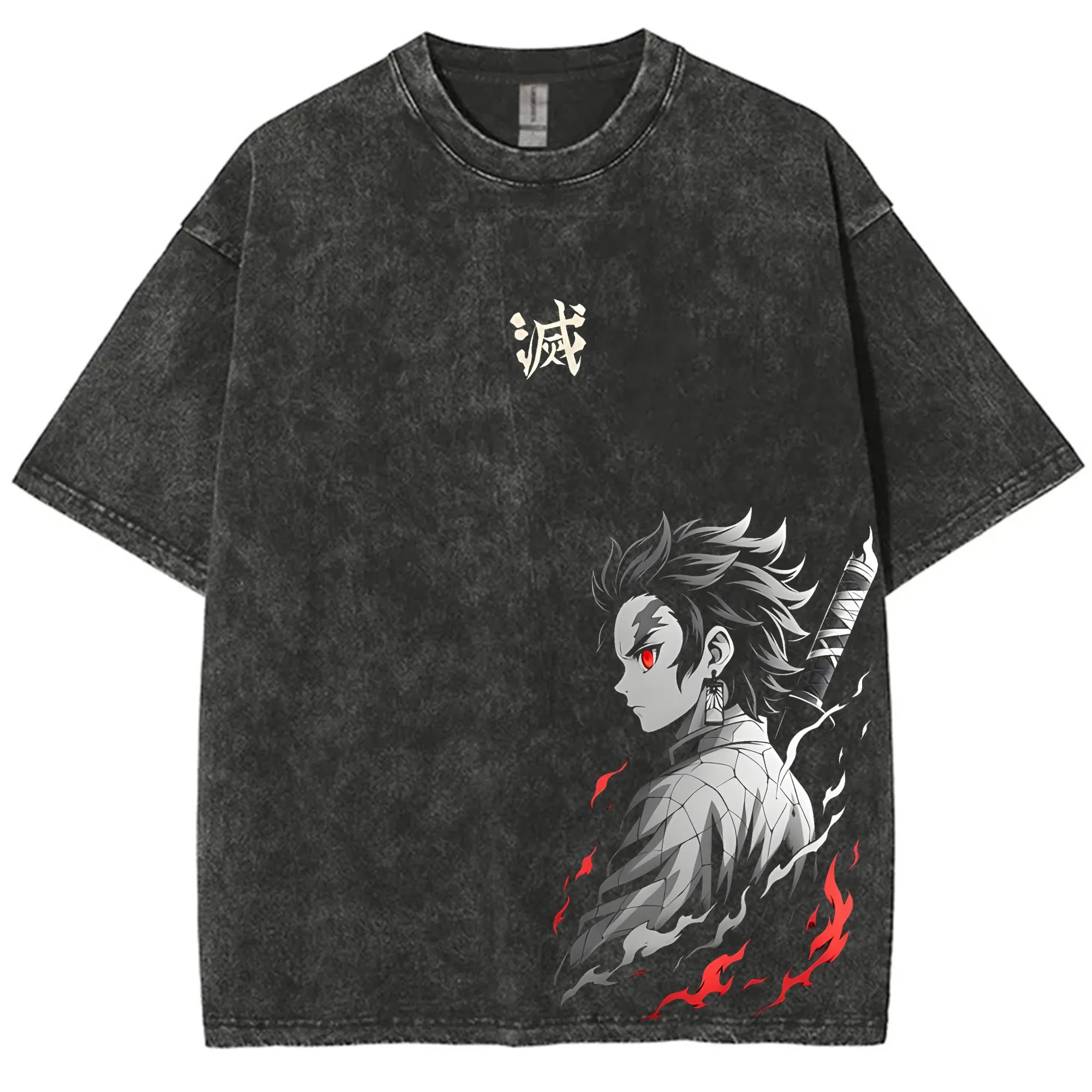 Anime Merchandise Demon Slayer - Streetwear Demon Slayer T-shirt grafica lavata