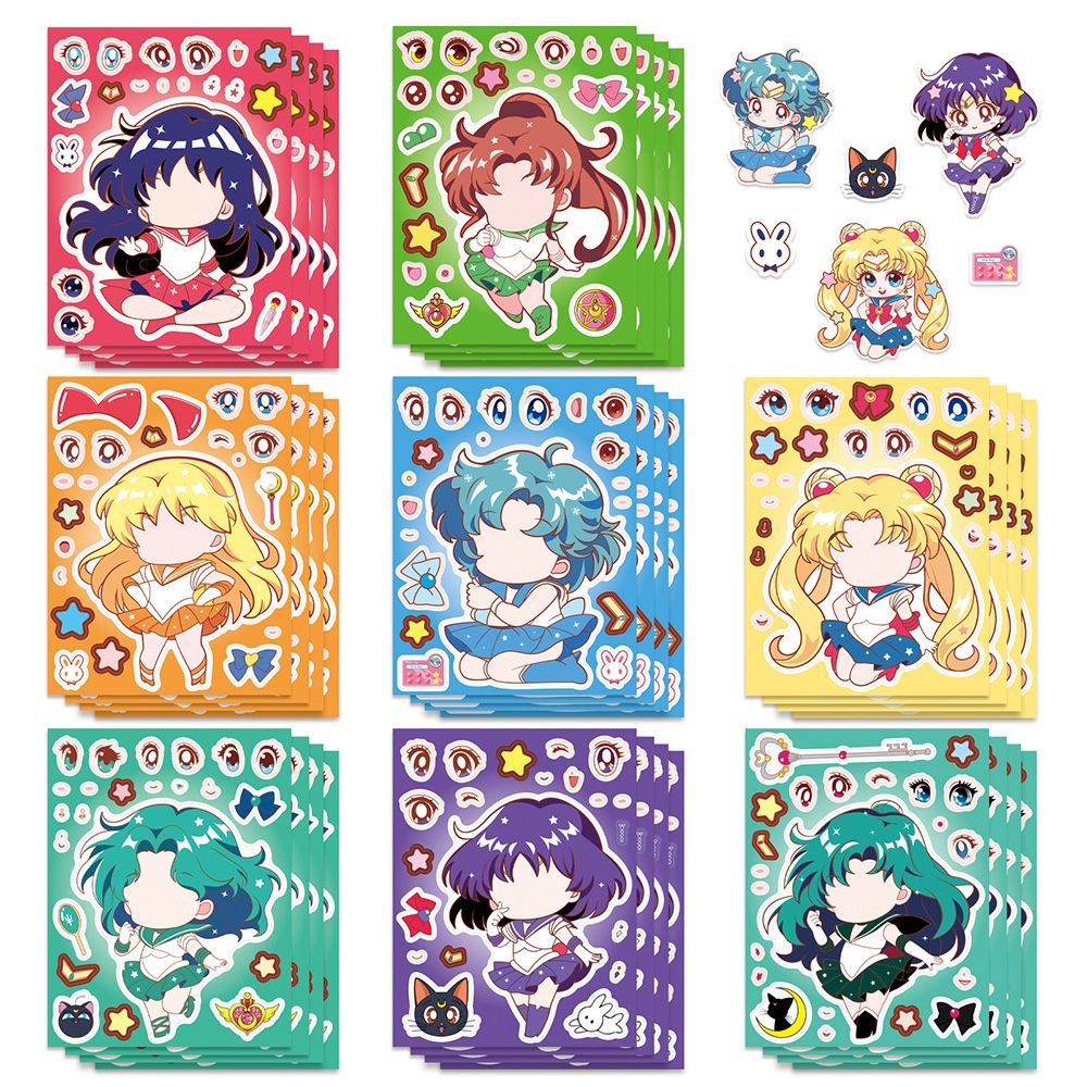 Anime Merchandise Posters - 8/16 Pezzi Adesivi Puzzle Cambia-Faccia Sailor