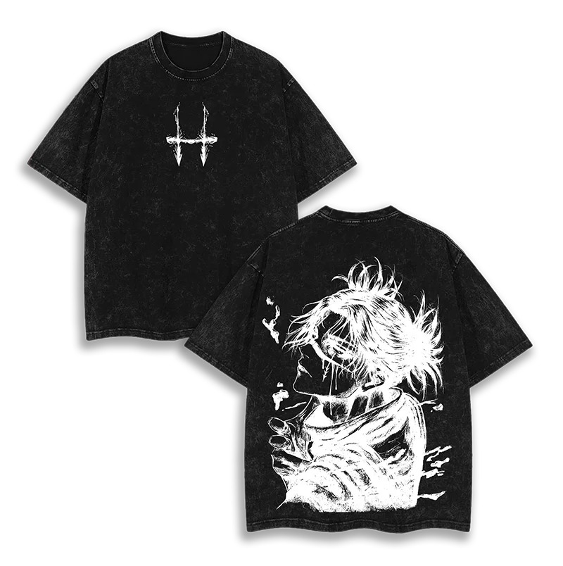 Anime Merchandise For Women - T-shirt lavata stampata con motivo Anime
